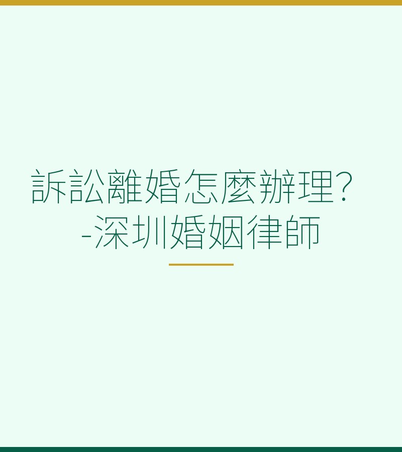 訴訟離婚怎麼辦理？-深圳婚姻律師