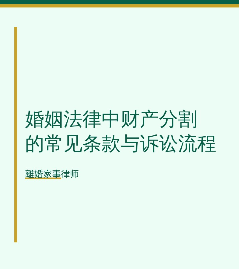 婚姻法律中財產分割的常見條款與訴訟流程